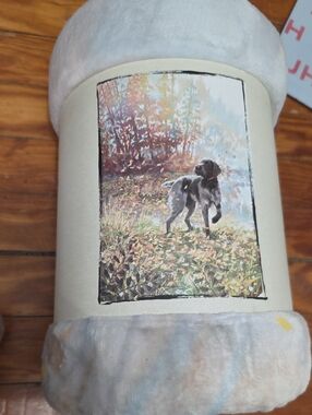 Cozy Cream Dog Print Plush Throw Blanket